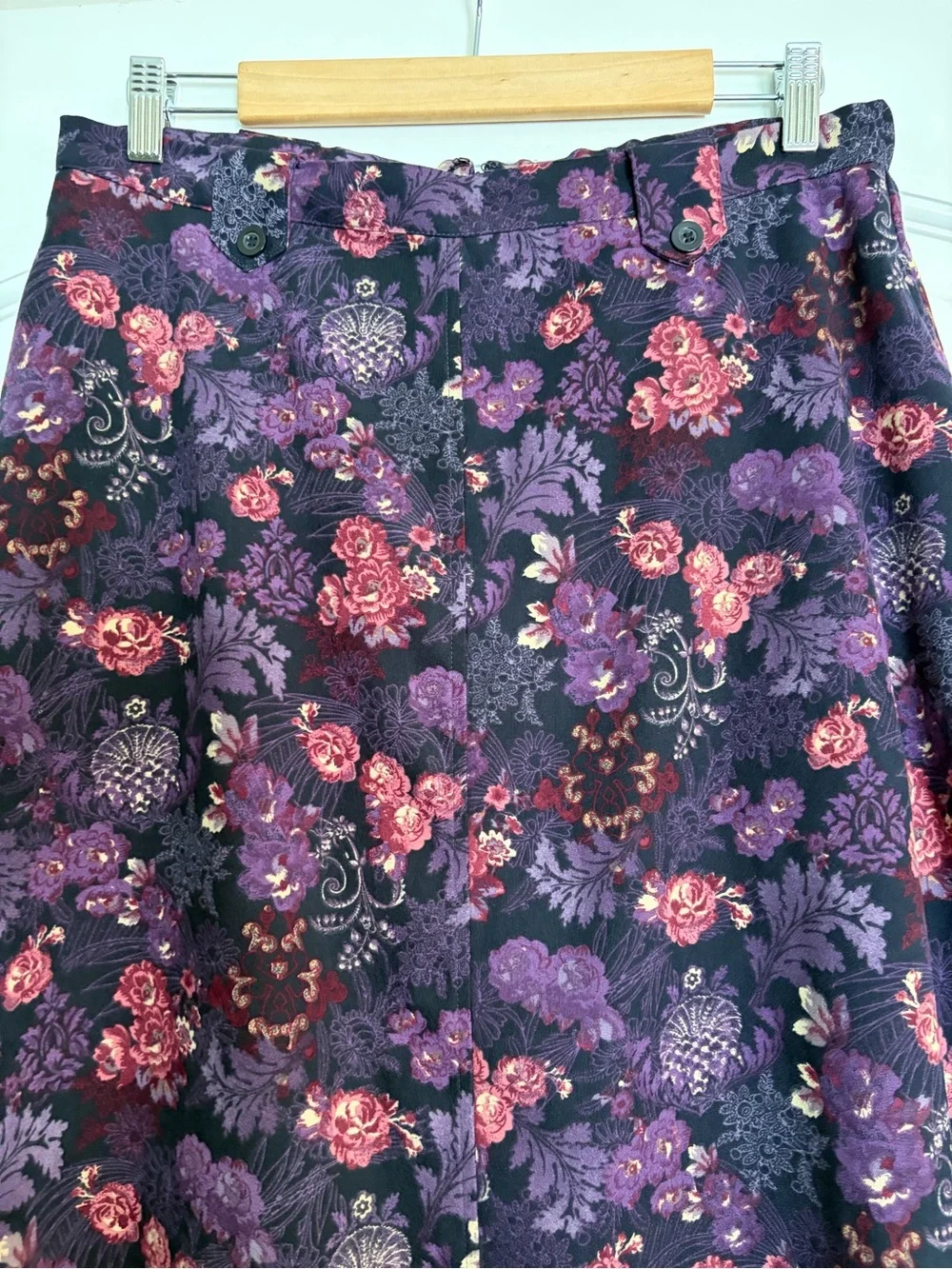 Vintage Christopher & Banks Floral A-Line Skirt in Purple and Pink Cottagecore